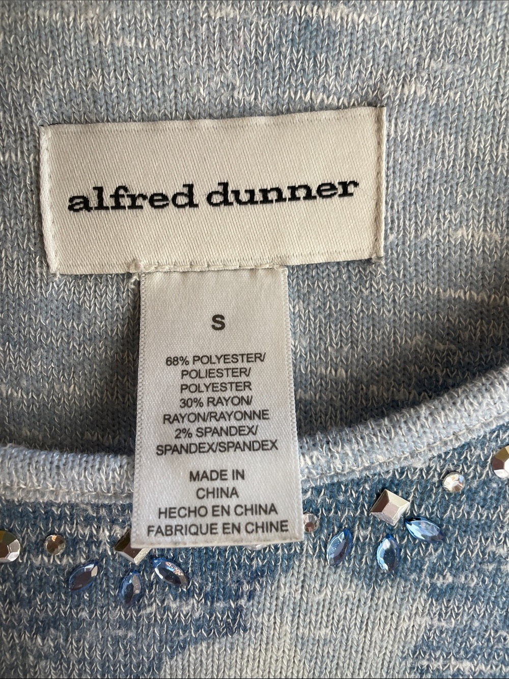 Alfred Dunner Light Blue Floral Scoop-Neck Long Sleeve Top - Picture 2 of 3